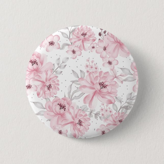 Rose flower pattern 2 inch round button (Front)