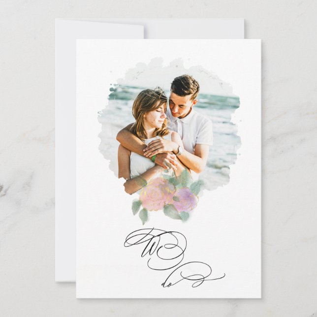 *~* ROSE Flower PHOTO RSVP + QR  AR6 Wedding Invit Invitation (Front)