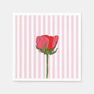 Rose Flower Pink Stripe Napkin