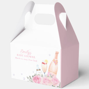 Rose Flower Poppin Champagne Bottles Baby Shower Favor Box
