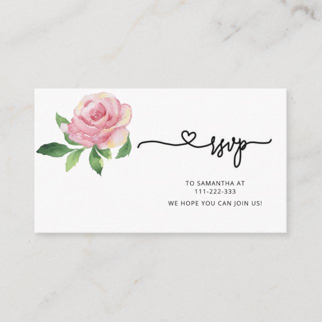 Rose Flower - RSVP Enclosure Card (Front)