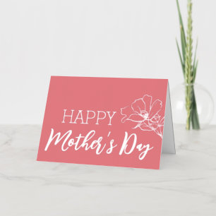 Rose Flower Sketch Happy Mother’s Day Real Silver  Foil Holiday Card