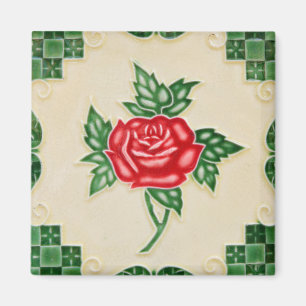Rose Flower Tile Magnet