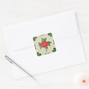 Rose Flower Tile Square Sticker
