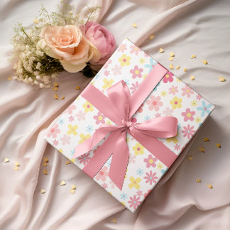 Rose Flowers Birthday Baby Shower Pastel Cute Wrapping Paper Sheet