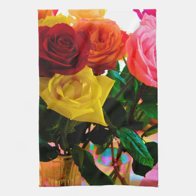 rose flowers bouquet kitchen towel (Vertical)