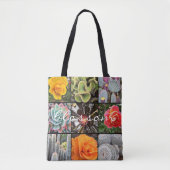 Rose Flowers Cacti Photo Collage Blossom Script Tote Bag (Front)