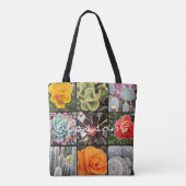 Rose Flowers Cacti Photo Collage Blossom Script Tote Bag (Back)