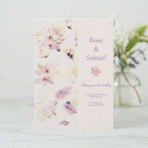 Rose Flowers Elegant Paper Textured Wedding I Invitation