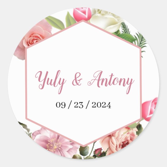 Rose Flowers Elegant Wedding for Decor Sticker Set (Front)