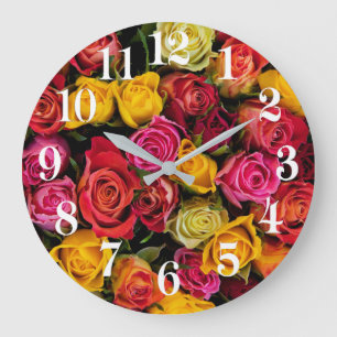 Rose Flowers Large Clock