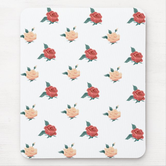 Rose flowers on white background mouse pad (Front)