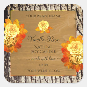 Rose Flowers Product Labels Natural Wood Grain