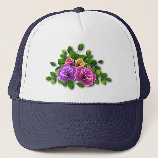 Rose Flowers Trucker Hat (Front)