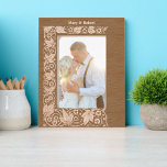 Rose Flowers Vine Border Etched Frames<br><div class="desc">This etched wooden frame was derived from a vintage rose floral and foliage vine border print. You can easily personalize the text in this design template.</div>