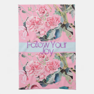 Rose Flral Pattern Watercolour Follow Your Joy Kitchen Towel