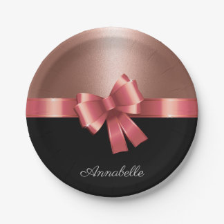 Rose Foil and Bow Paper Plate