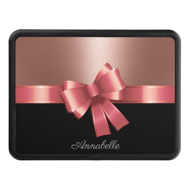 Rose Foil and Bow Trailer Hitch Cover (Front)