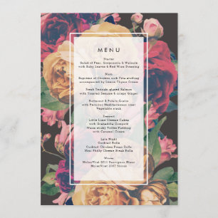 Rose foncé Botanique Pied Mariage Menu