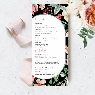 Rose foncé Menu Mariage Flore de printemps