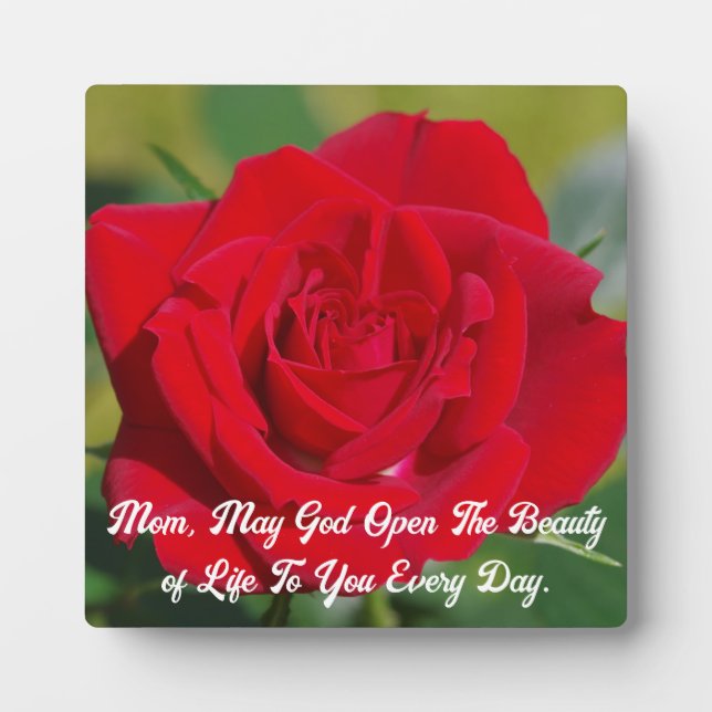 Rose For Mom Tabletop Plaque with Easel (Front)
