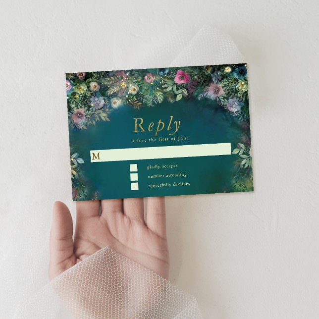 Rose forestier enchanté verdure Fée Woodland RSVP (enchanted forest sweet sixteen rsvp reply respond card frame roses greenery fairy woodland)