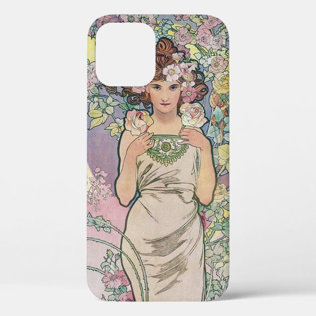 Rose (Four Flowers), Alphonse Mucha Case-Mate iPhone Case (Back)