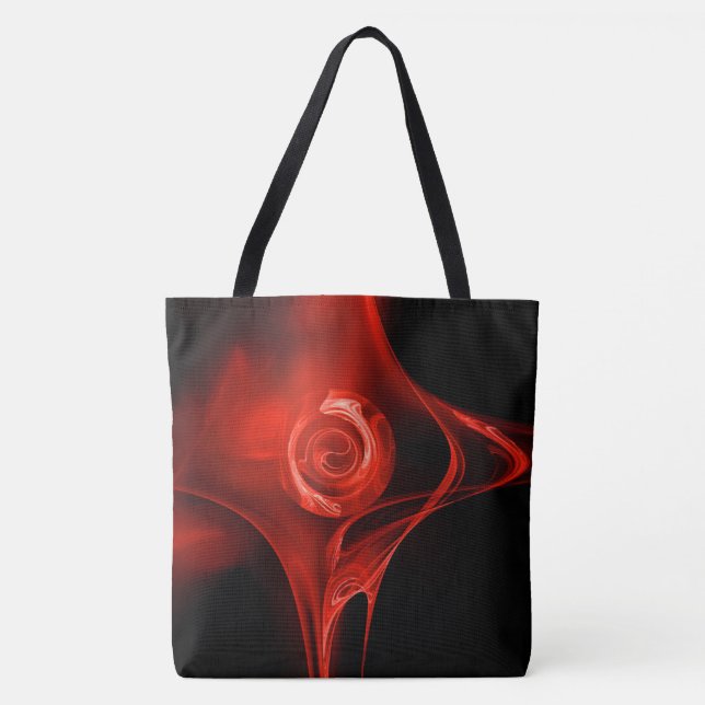 ROSE FRACTAL ROUGE EN Sac fourre-tout NOIR (Devant)