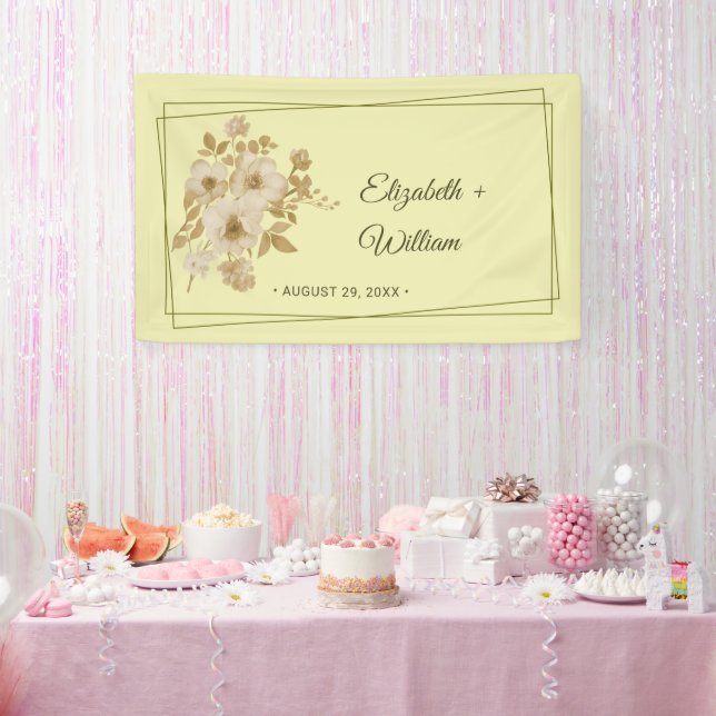 Rose Frame – Celestial Yellow Wedding Banner (Party)