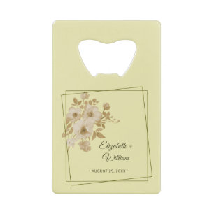 Rose Frame – Celestial Yellow Wedding Credit Card Bottle Opener