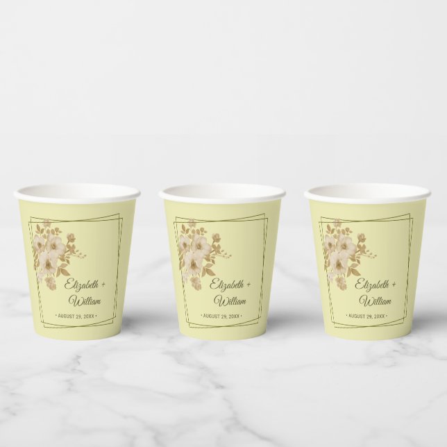 Rose Frame – Celestial Yellow Wedding Paper Cups (Multi)
