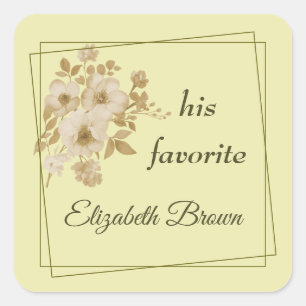 Rose Frame – Celestial Yellow Wedding Square Sticker