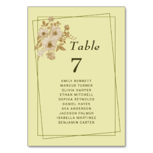 Rose Frame – Celestial Yellow Wedding Table Number
