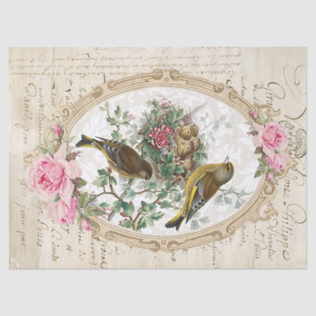 Rose Frame Ephemera Decoupage Tissue Tissue Paper (Front)