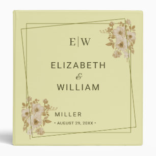 Rose Frame – Monogram Celestial Yellow Wedding Binder