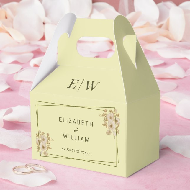 Rose Frame – Monogram Celestial Yellow Wedding Favor Box (Wedding)