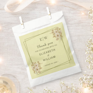Rose Frame – Monogram Celestial Yellow Wedding Favour Bag