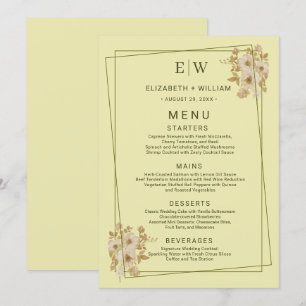 Rose Frame – Monogram Celestial Yellow Wedding Menu