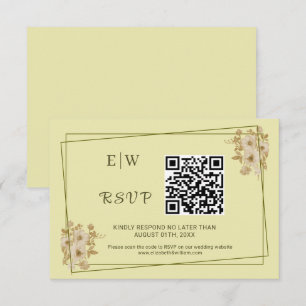 Rose Frame – Monogram Celestial Yellow Wedding RSVP Card