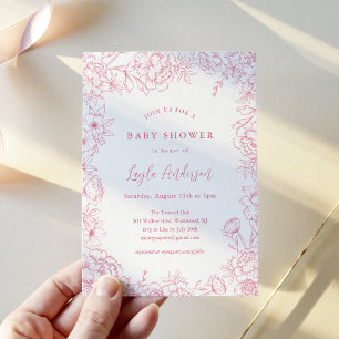 ROSE FRANÇAIS TOILE Baby shower Invitation