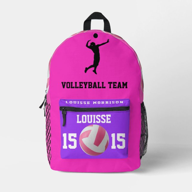 Rose fuchsia volleyball backpacks girls player   (Front)