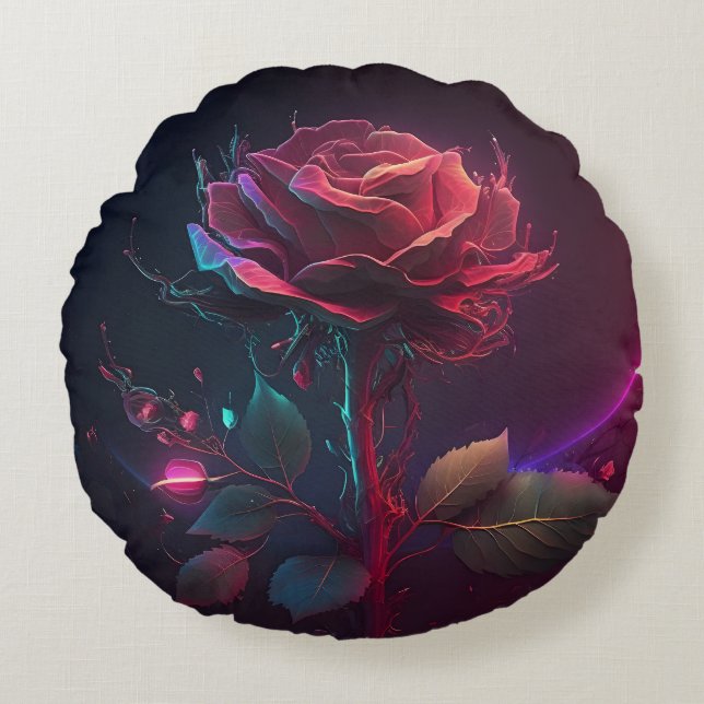 Rose Futuristic Background Round Pillow (Front)