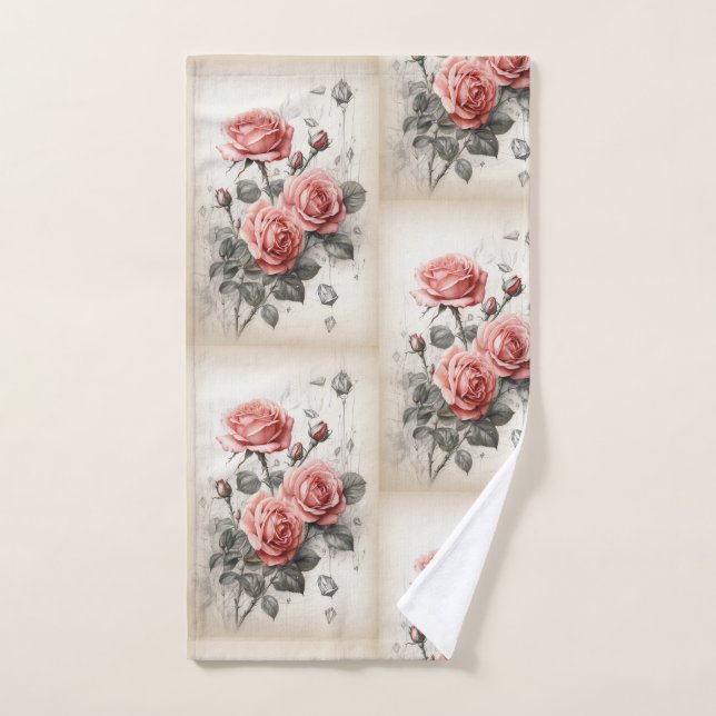 Rose Garden Bliss Bath Towel" Hand Towel (Hand Towel)