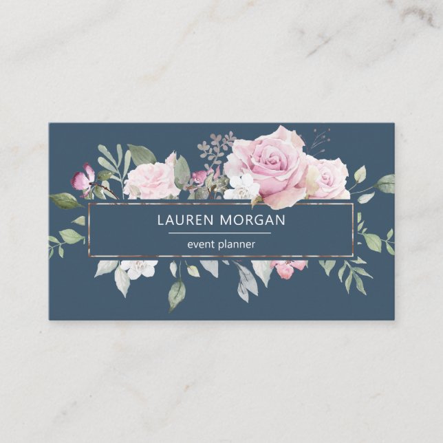 Rose Garden Blue | Business Card (Front)