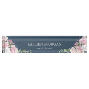 Rose Garden Blue   Desk Nameplate