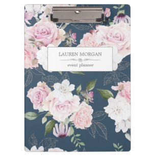 Rose Garden Blue Personalized Clipboard
