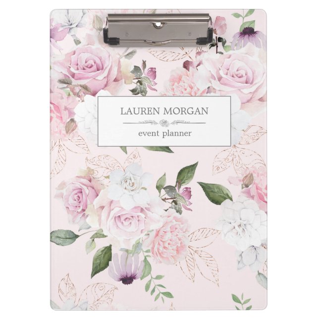 Rose Garden Blush | Personalized Clipboard (Front)