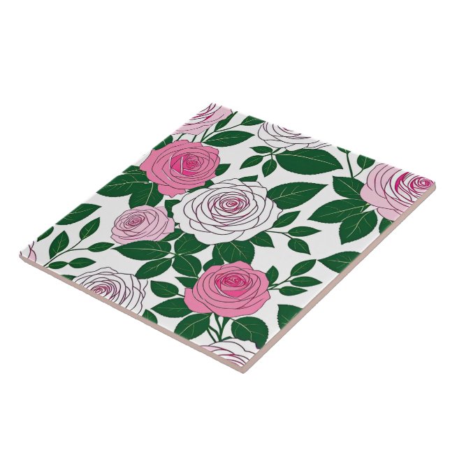 Rose Garden  Bold Line Art Tile (Side)