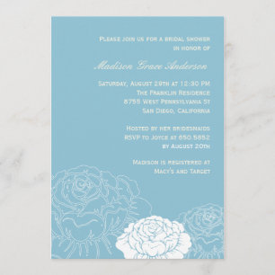 Rose Garden Bridal Shower Invitation - Soft Blue