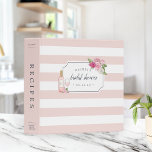 Rosé Garden Bridal Shower Recipe Binder<br><div class="desc">Collect recipes for the bride to be and organize them in this pretty floral binder with tons of personalization options! Chic binder features blush pink and white stripes accented with pink and ivory roses and a bottle of rosé wine with the couple's initials inscribed. Customize the front with the bride...</div>